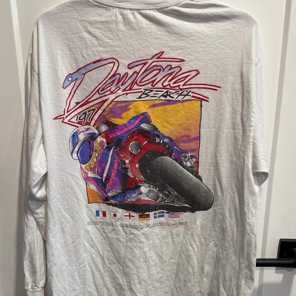 John Galt Daytona Beach Graphic White Shirt 95 97
